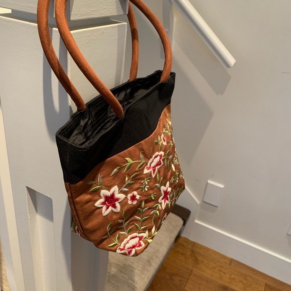 Yellow Embroidered Thai Silk Mini Hand Bag New - Picture 2 of 5